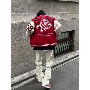 Herrjackor American Style Retro Letter Brodery High Street Baseball Uniform Jacket Mens and Womens Hiphop Par Y2K 230815