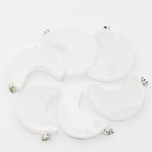 Anhänger Halsketten 4pcs/Los natürliches Selenit Gips Crescent Gips Accessoires Turmalin Crystal Rock Mineral DIY Halskette