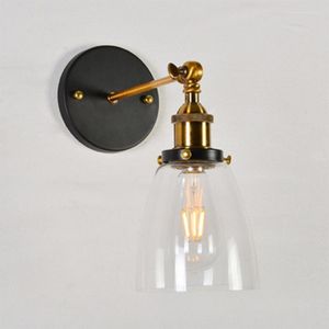 Vägglampor glas ljus retro smidesjärn sconce belysning balkong korridor bar inomhus deco vintage stil lampa