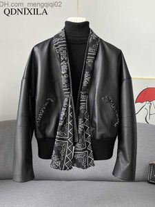 Женская женская кожаная куртка женская кожаная куртка 2023 Женская весенняя куртка новая куртка с коротки