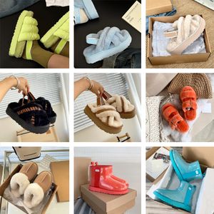 Projektantki sandały śniegowe australijskie buty buty buty buty buty wydmy kasztanowa klamra futra futra śniegu pół kolan krótka dama owcza skóra gand zintegrowana marka sandał