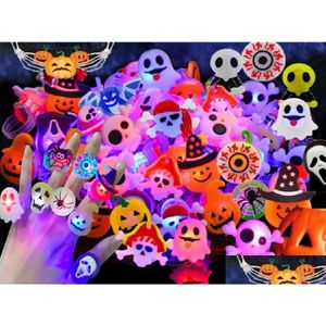 Party Favor Halloween Light Up Ring Treats Favors Flash LED Glow Rings in the Dark Goodie Bag Fillers Drop Delivery Home Garden Festiv DHPVN