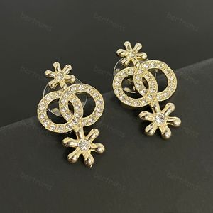 Orecchini per fascino diamantato in oro di lusso in oro designer per donne orecchie da bling bling fiore penzolamento di orecchie di orecchini egri 238161c 238161c