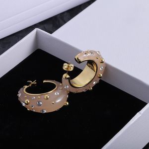 Brand Round Earrings Women Personalized Vintage Circle Hollow Rivets 18K Gold Plated Glazed Simple Earrings Luxury Classic Jewelry Accessories