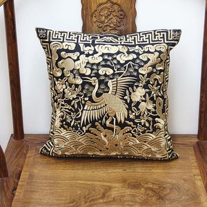CushionDecorative Pillow Vintage CHINESE handmade SILK black Embroiderd Cushion 230815