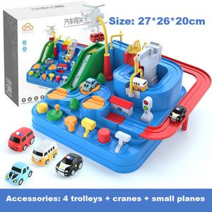 Diecast modello in materia di scuola materna educativa di salvataggio di cartone animato pista da corsa per cartoni da corsa Big Adventure Puzzle Rail Car Coast Slot Magnetic Slot Toys for Kids 230815