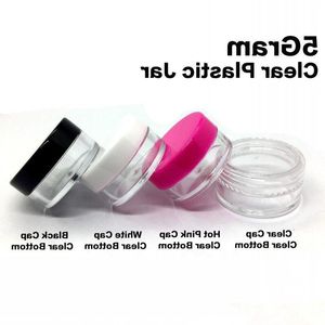 5 ml/5 Gramm Größe transparente Kunststoffgläser Mini Kosmetische leere Probe klarer Topf Acryl-Make-up Lidschatten Lip Balm Nail Art Container Bott ijxm