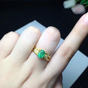 Cluster Rings Emerald Ring Natural Real 925 Sterling Silver 5 7mm Fina smycken