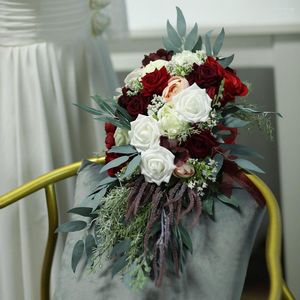 Flores de casamento NZUK VINGE VINHO VINHO RED CACATA REDFAL