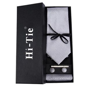 Geschenkbox für Krawattenset Herren 100% Seidenkrawatte Taschentuch Manschettenknöpfe Kragen Clip-Set von 4 ganzen Herren Krawatten Set Box HB-0231f