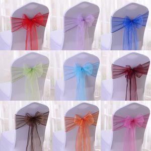 Skrzydła 50100pcs Wysoka jakość Sash Organza krzesło Sashes Wedding krzesło Węzeł Dekoracja krzesła Bow Band Ties na wesela bankietowe 230815