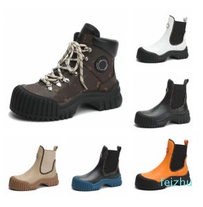 Designer Women Platform Caving Boots Luxury Classic in pelle in gomma Anti-slip Flat Ranger Ankle Boot di alta qualità