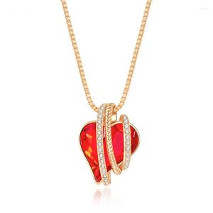 Colares pendentes Cocom Moda Red Crystal Guardian Heart Colar Feminino Colar Feminino Gift ou esposa