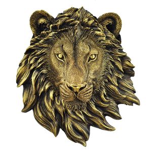 Dekorativa föremål Figurer 1pcs Animal Head Wall Decor Lion Wall Decor Wall Statue Home Decor Simulation Statue 230815