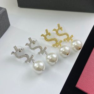 Pearls Stud Ohrringe für Frau Luxus Silberschmuck Frauen Gold Ohrring Mode Hoop Ohr