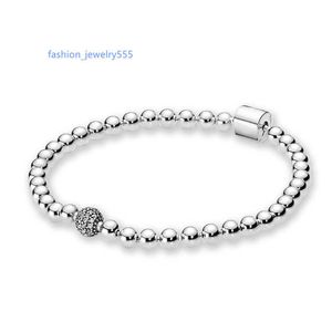 Charm Bracelets NEW HOT Beautiful Women's Beads Pave Bracelet Summer Jewelry for Pandora 925 Sterling Silver Hand Chain Beaded bracelets With Original box