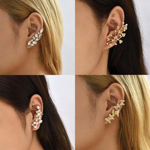 Ryggar örhängen 2023 Trend Pearl Ear Clip Stud Climbing for Women Piercing Brosk Zircon Rings Charm smycken Tillbehör