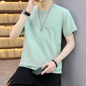 Men's T Shirts 2023 Summer Cotton Mens Shirt Fashion Short Sleeves Comfortable Solid Color Size M-4XL Round Neck 9 Colors Men Clothing