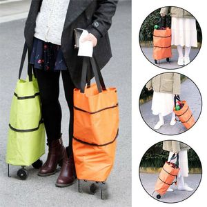 Storage Bags A Variety of Retractable Roller Fashion Portable Shopping Wheel Bag Foldable Back Shopping Bag Grocery Rack 230815