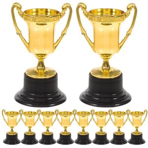 Decorative Objects 10PCS Award Trophy Cups Mini Gold Trophies for Party Children Early Learning Toys Prizes Kids Birthday Gift 230815