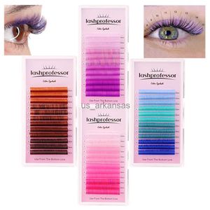 Falska ögonfransar Gradient Pink Blue Purple Brown Color Eyelash Extension Enskilda faux Mink Ombre False Eye Colored Lash för Makeup Mix Color HKD230817