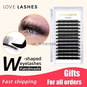 False Eyelashes 1Case 3D W Shape Lashes Premade Volume Fans 0.07 C/D Curl Eyelash Extension Natural Soft Light Makeup Supplies HKD230817