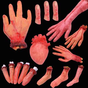 Other Event Party Supplies 1PC Horror Halloween Decor Blood Horror Broken Hand Foot Latex Fake Finger Brain Heart For Halloween Party Supplies Scary Props 230816