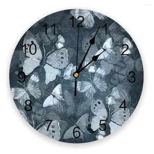 Orologi da parete disegnare a mano farfalla orologio 3d design moderno decorazione da coltivazione cucina vintage in PVC rotonda decorazione del soggiorno