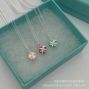 Designer's Brand High Edition Emamel Christmas Gift Box S925 Sterling Silver Necklace Fashion Simple Collar Chain VDPU