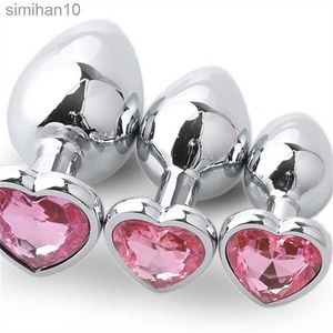 Anal Toys 3 Size Anal Plug Sex Toys Heart Rostfritt stål Kristall Borttagbar rumpa Plug -stimulator Anal Prostata Massager Dildo Massager HKD230816