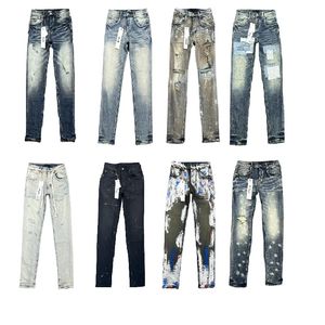 Дизайнерские джинсы фиолетовые джинсы Джинсовые штаны Чистое цвет разорванные тонкие джинсы Retro Street Wear Casual Outdoor Sweat Aun