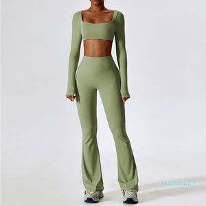 Roupa conjunto de yoga 2 pçs sem costura feminino roupas esportivas roupas de treino atlético ginásio legging fiess sutiã colheita superior manga longa ternos esportivos