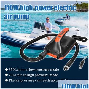 Pneumatiska verktyg Electric Air Pump 20psi High Pressure Dual Stage -Off Inflation med 6 munstycken för uppblåsbar båt surfbräda drop de dhhqr