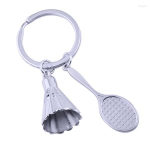 Keychains Trendy Alloy Mirror Polished Creative 3D Badminton Sports Keyrings für Frauen Girls Geschenk