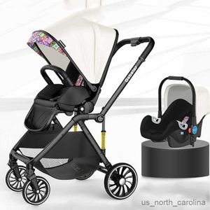 Strollers# High Landscape Baby Stroller 3 in 1 Luxury Infant Stroller Set Newborn Baby Car Seat Trolley Folding shock absorption baby pram R230817