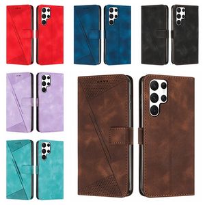 PU Leather Wallet Cases For Samsung M54 M53 M33 A54 A53 A34 A33 A32 A24 A23 S23 FE S22 M14 5G X Cover 5 6 4 Triangle Vertical Lines Cash ID Credit Card Holder Flip Cover Purse