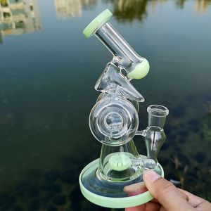 7 Inch Double Recycler Glass Bongs Recycler Sidecar Fab Egg Dab Rig Slitted Donut Perc 14mm Female Joint Bowl Ice Pinch For Concentrates Hookahs Water Pipes