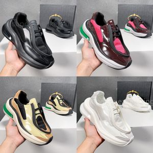 Nya designer skor plattform sneakers kalvskinn cykeltyg och mocka element pryder glänsande läder sneaker män kvinnor tränare storlek 35-46