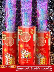 Novelty Games 20 Holes Fireworks Bubble Machine Blower On the Ground Electronic Automatic Landing Spring Festival Gift Year Toys 230816