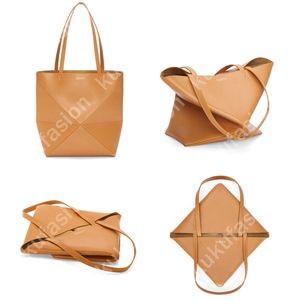 2 Sizes Womens Designer Tote Bag Full Genuine Leather Handbag Puzzle Fold Shoulder Bags Soft Crossbody Bag Mens Luxury Handbags Totes Purse