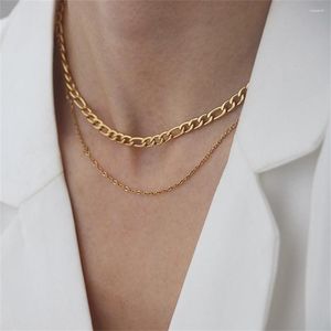 Catene Uilz Fashion Chain Gold Color Choker Double Layer Collane a doppio strato