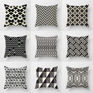 Pillow Case 45x45cm geometric black and white striped printed pattern cushion cover for home living room sofa decorative case HKD230817