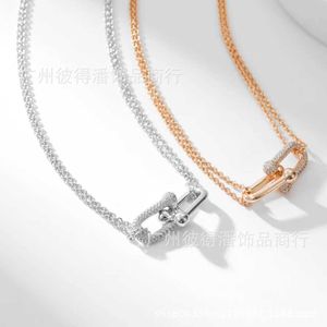 Designer Brand Gold Tiffays Horseshoe Buckle Halsband Högkvalitativ Glossy 18K Rose Gold Hardware Valley Tår samma klavikelkedja