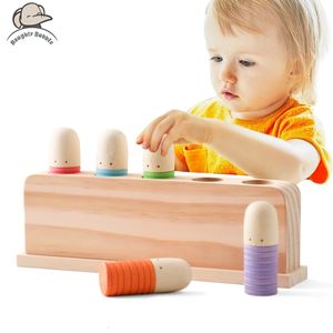Toys de esportes Baby Wooden Little Man Reconhecimento de cor de cor pulando e coordenação dos pés Presentes SDFQE 230816