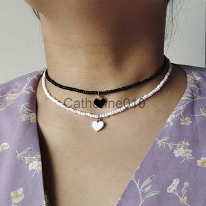 Hänge halsband zx bohemian handgjorda pärlkedjor chokers för flickor söta kärlek hjärta hänge halsband grossist femme smycken tillbehör gåvor j230817