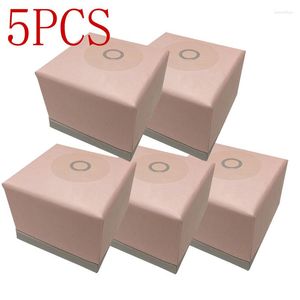Jewelry Pouches 5pcs Packaging Pink Paper Ring Boxes For Earrings Charms Case Valentine's Day Gift Wholesale Lots Bulk