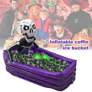 Other Event Party Supplies Inflatable Skull Coffin Drink Cooler Bucket Halloween Outdoor Decor Novelty Party Pool Bathtub Beverage Cooler PVC Kids Play Toy 230816