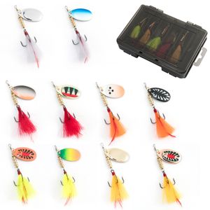 Köder Köder 10pcs Fischereiköder Metall Spinner Löffel Hahnspinner Spinnsalzwasser künstlicher Köder Wobbler Crankbait Bassforelle Lachs 230816