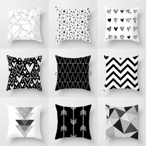 Pillow Case Schwarz -Weiß -Geometrische Hülle Abdeckung Streifen Punkte Geometrische dekorative Fälle Geometrischer Wurffall Hülle HKD230817