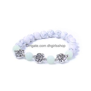 Fios de pedra natural de miçanga Bracelets ioga Cura de brilho luminoso na pulseira escura Charm de lótus de contas para homens Direcionar J Dhelk